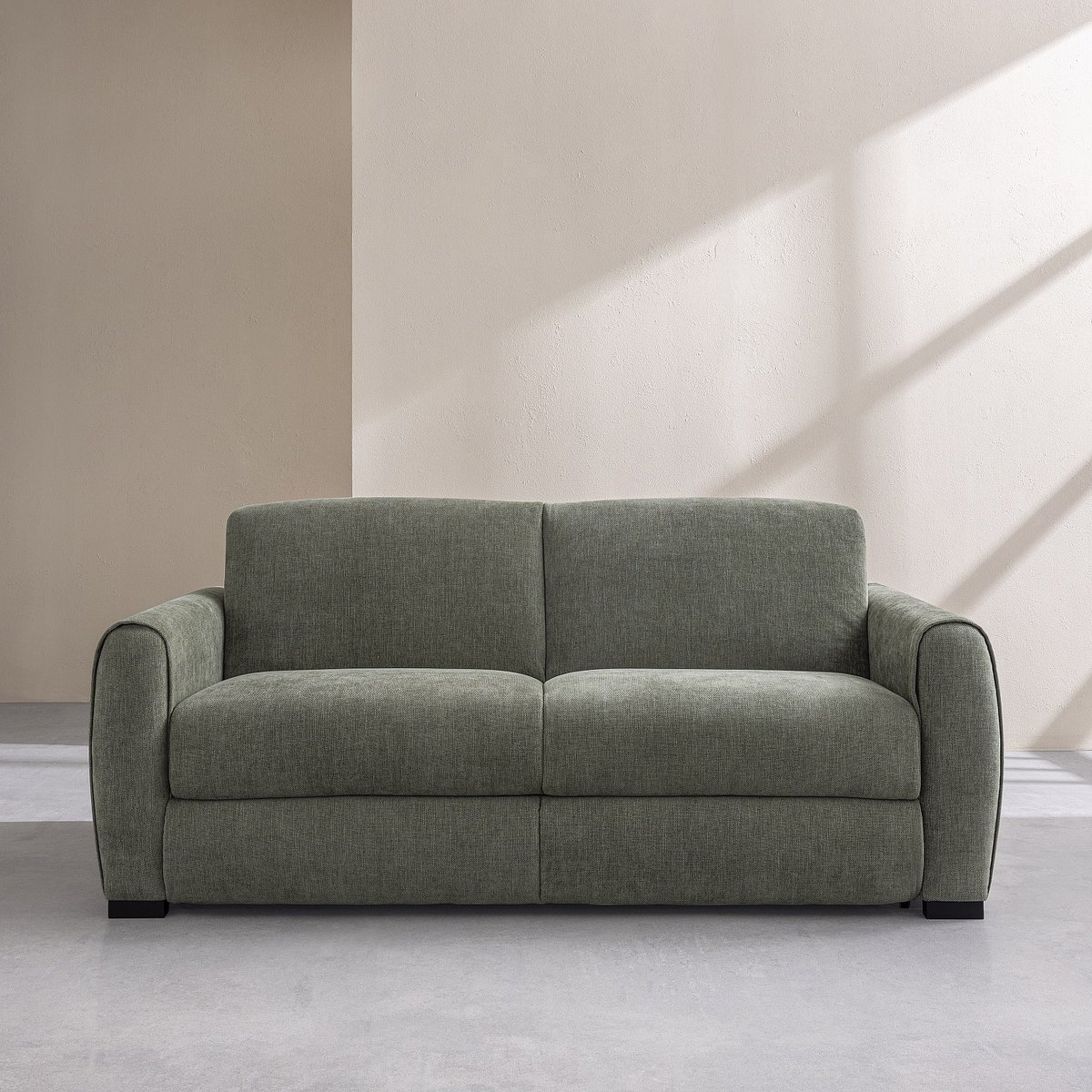 Canapé convertible - Matelas 16cm - Tissu Lugano CANBERRA vert, HABITAT