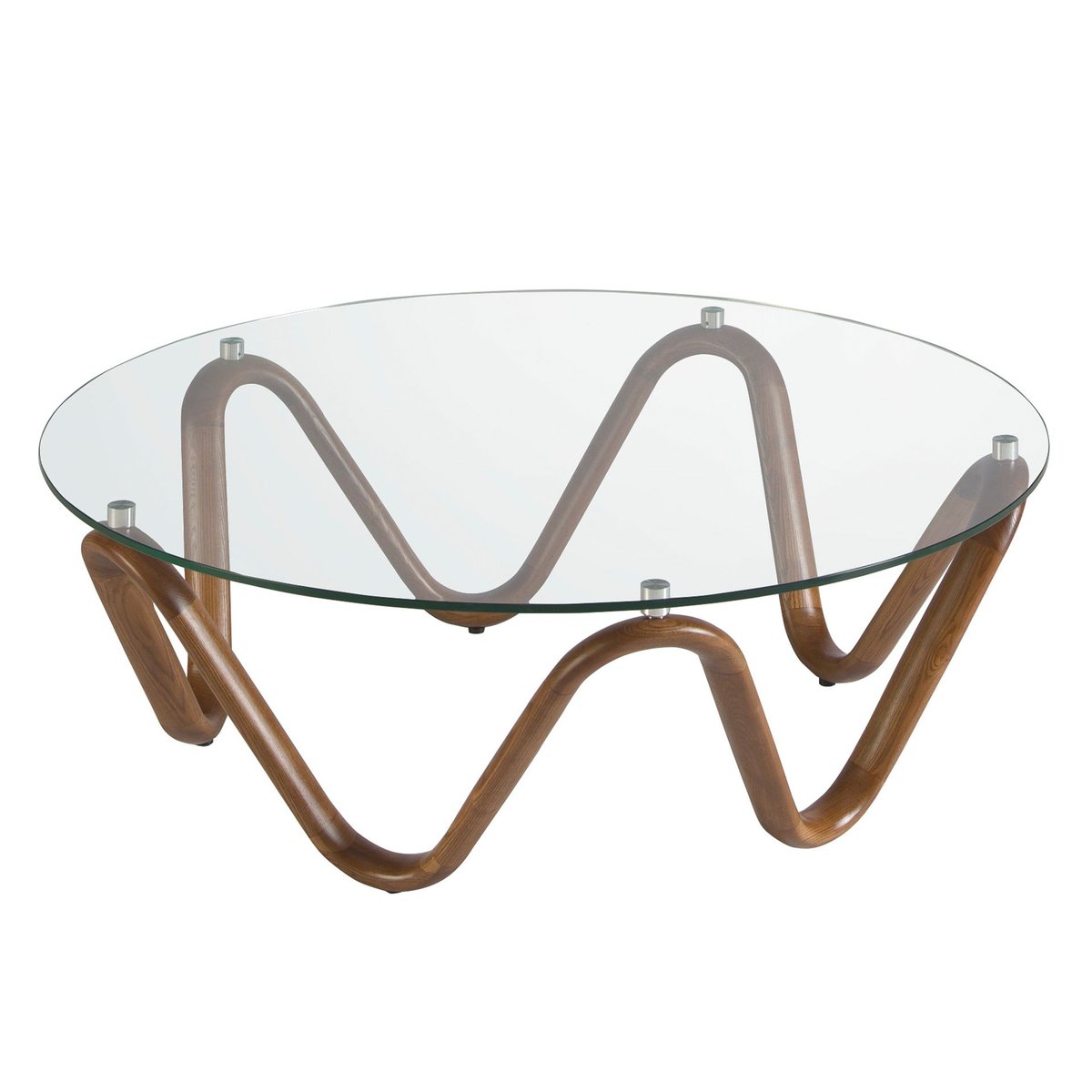 Table basse ronde en verre trempé et noyer verre | noyer, ANGEL CERDA