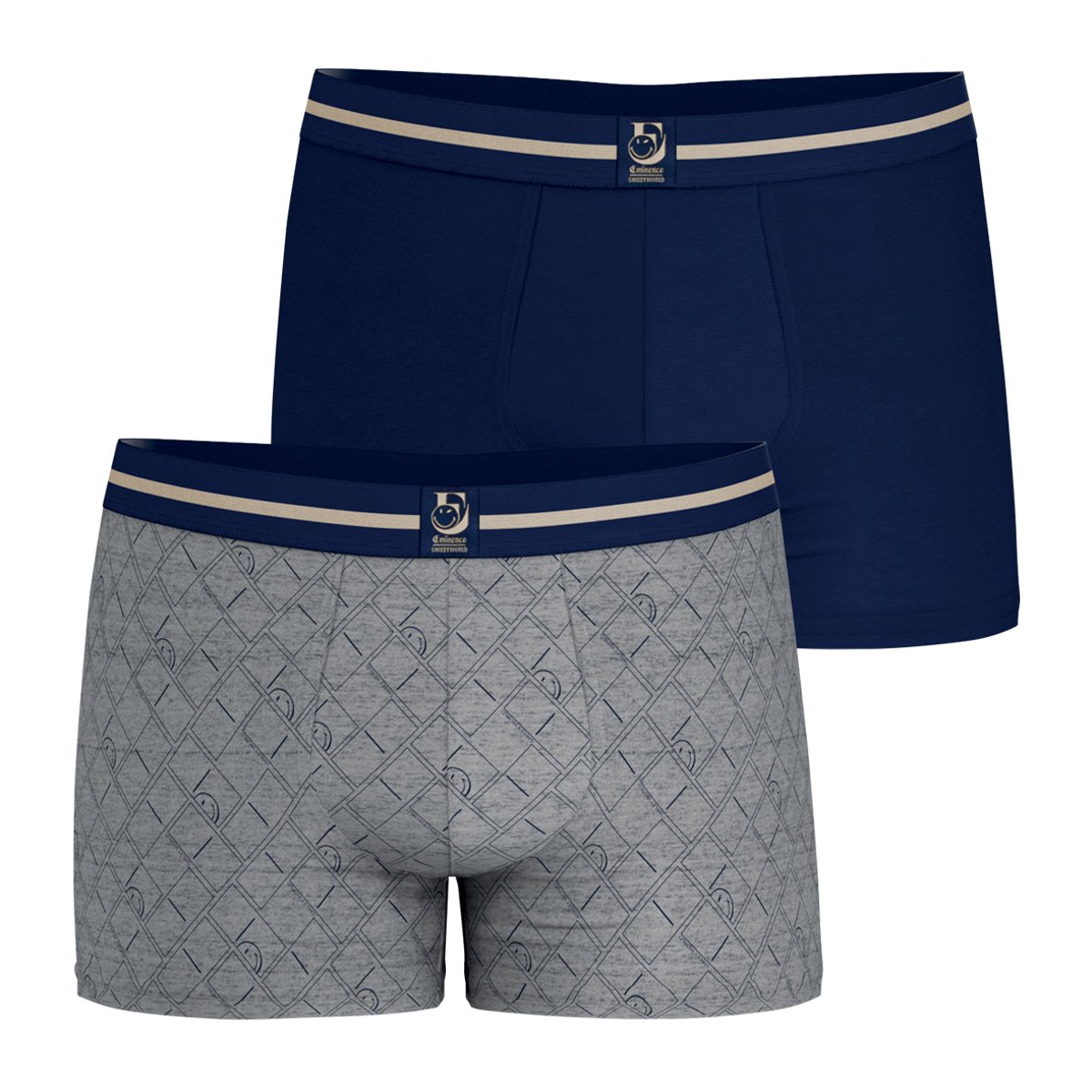 Boxers, lot de 2, SMILEY gris-bleu, EMINENCE