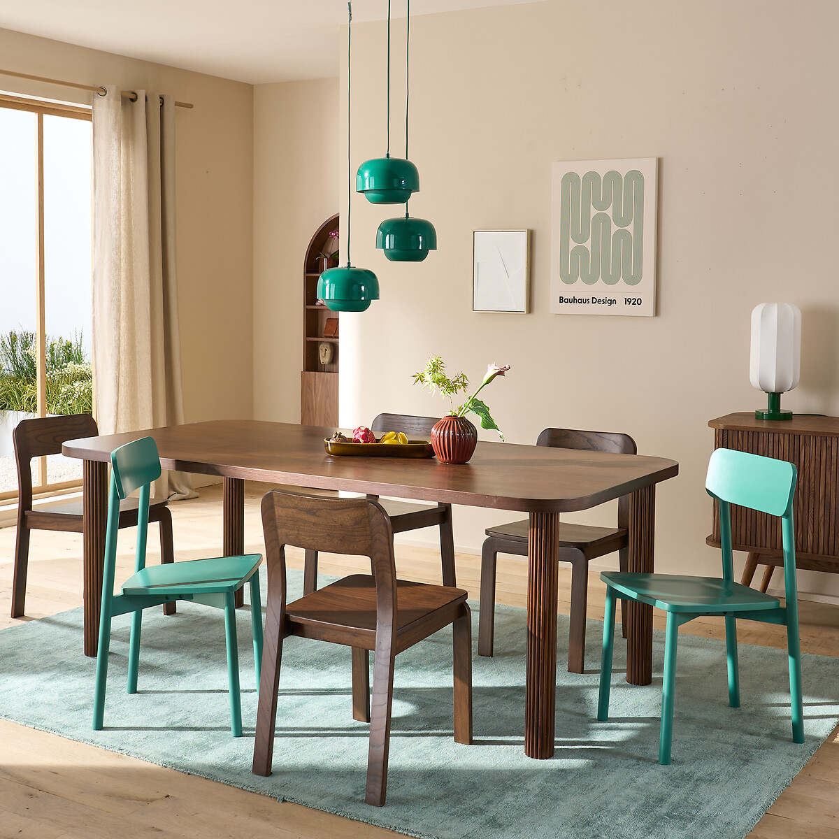 Lot de 4 pieds de table à composer cannelés, Alzar noyer, LA REDOUTE INTERIEURS