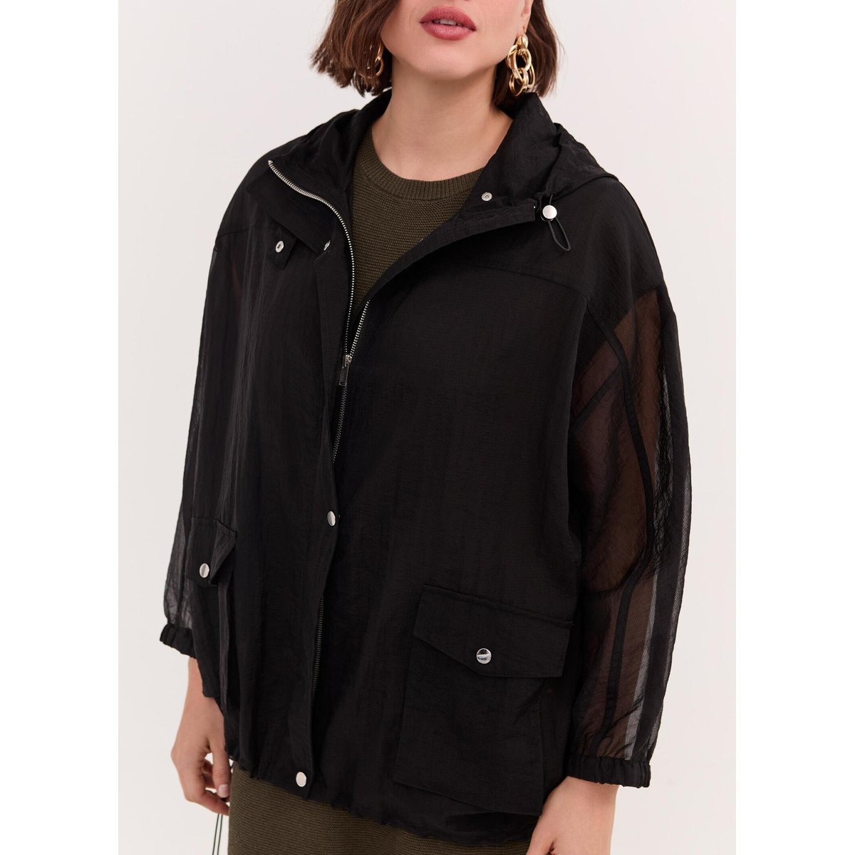 Parka à capuche noir, FIORELLA RUBINO