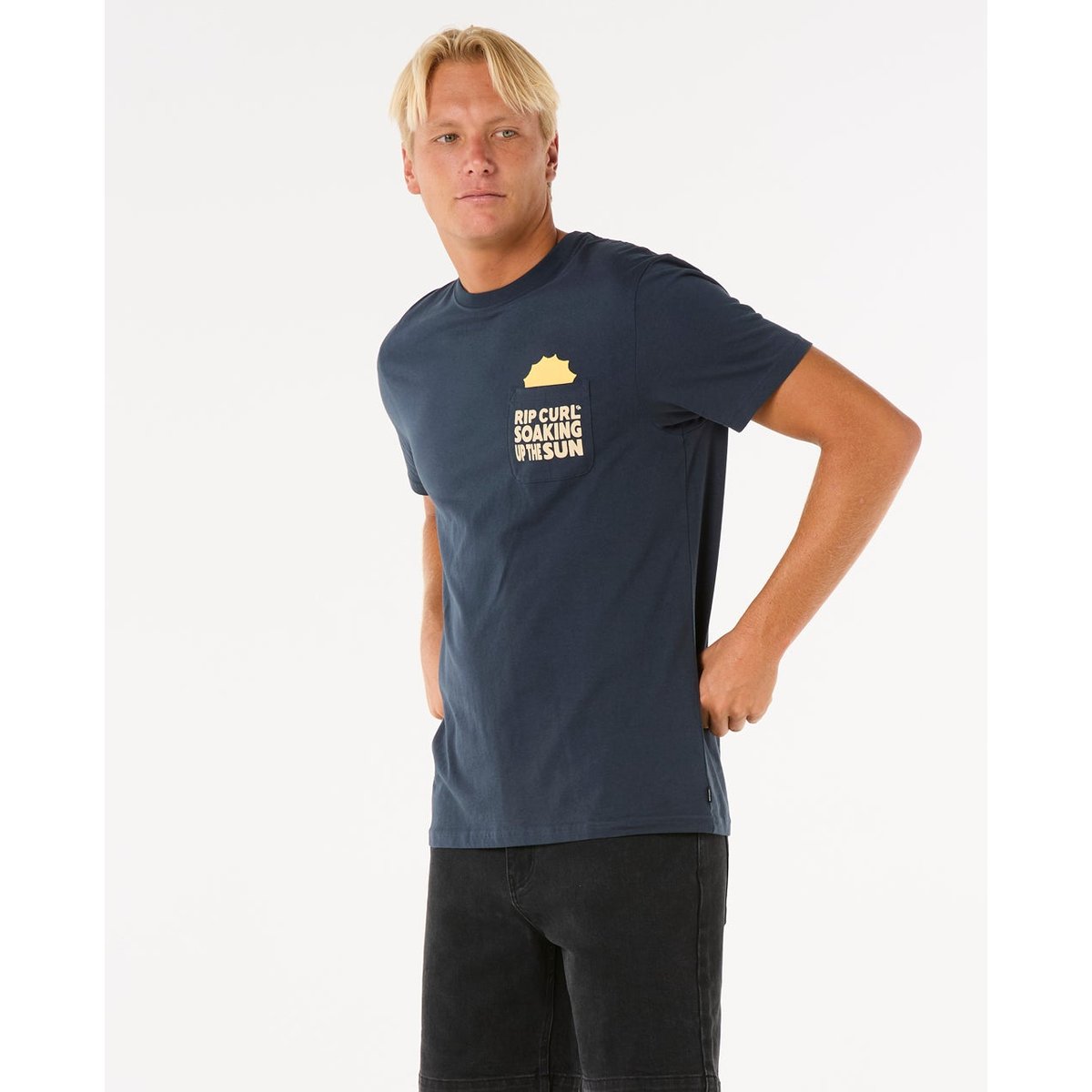 T-shirt à poche SUN Soaker bleu marine foncé, RIP CURL
