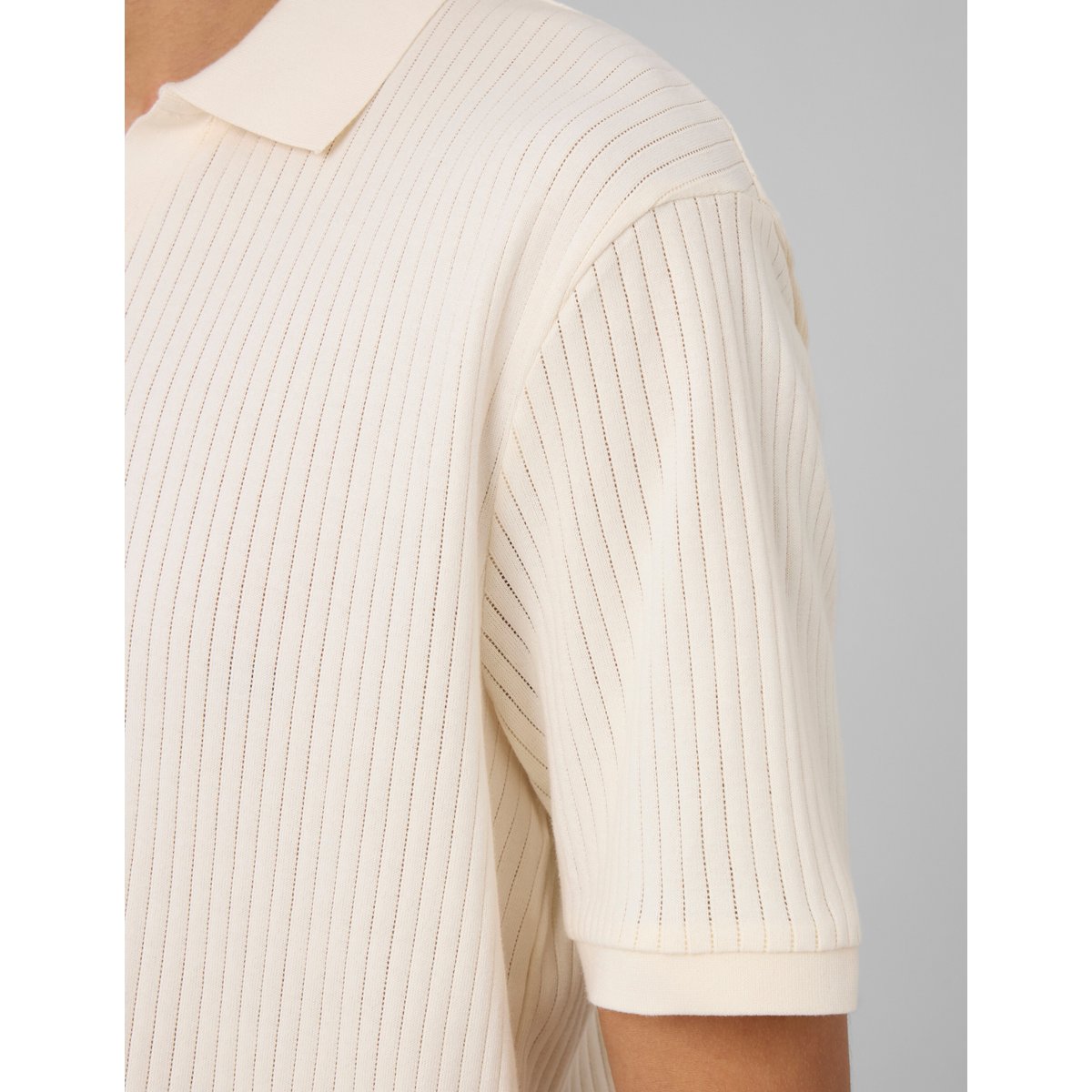 Polo maille côtelée naturel, BZB