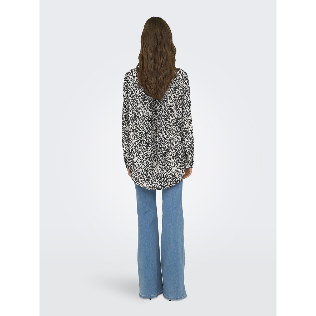 Printed Long Sleeve Blouse black print/white, ONLY