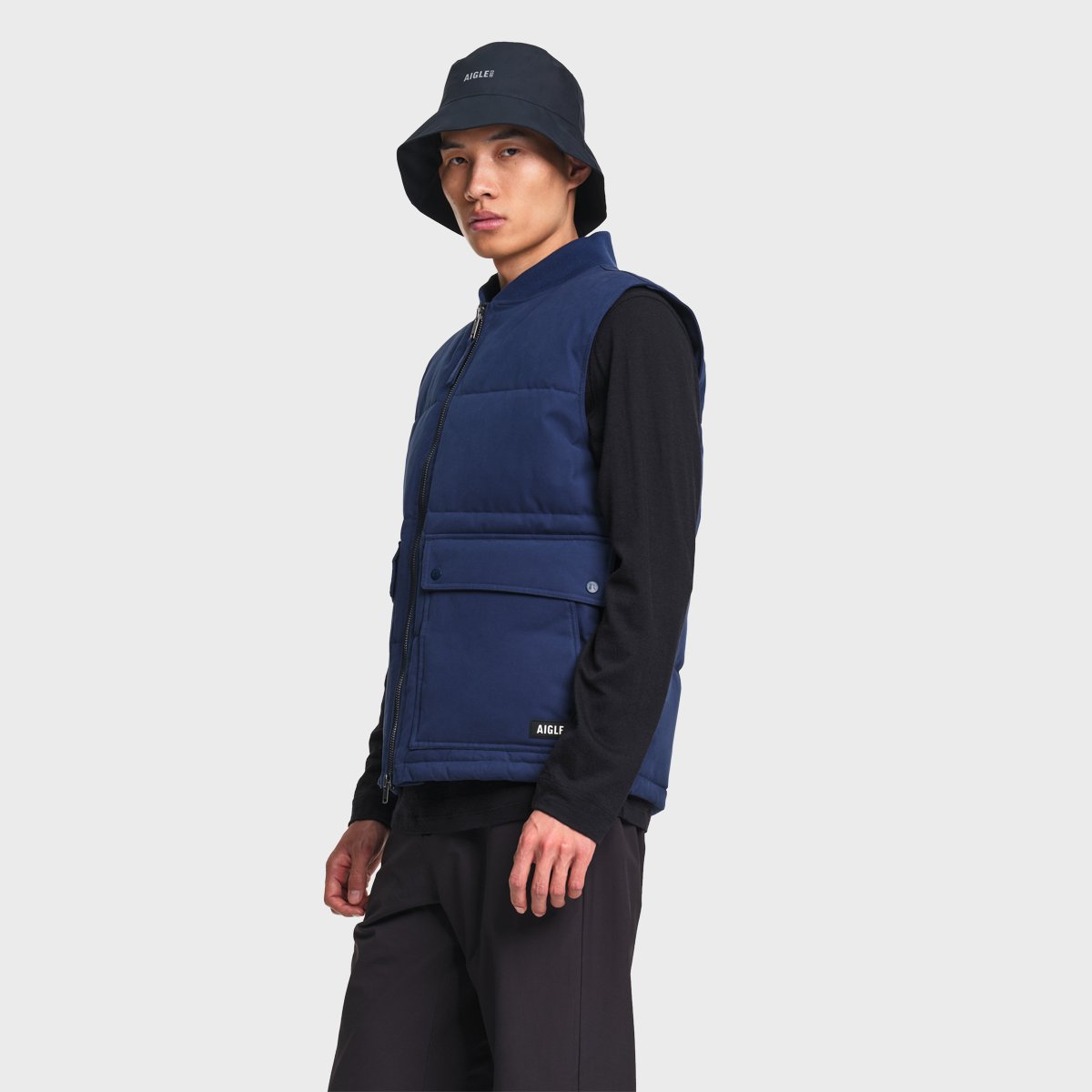 Gilet matelassé imperméable poches cargo REPREVE bleu marine, AIGLE