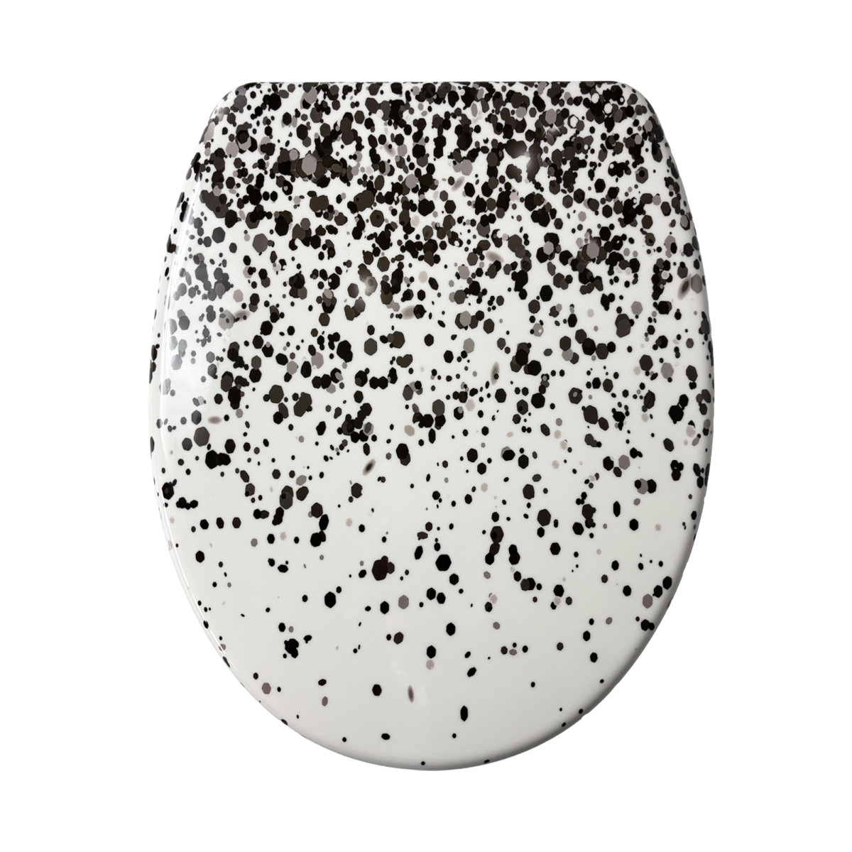 Abattant WC tacheté ralentisseur de chute DOTTY noir et blanc, GUY LEVASSEUR