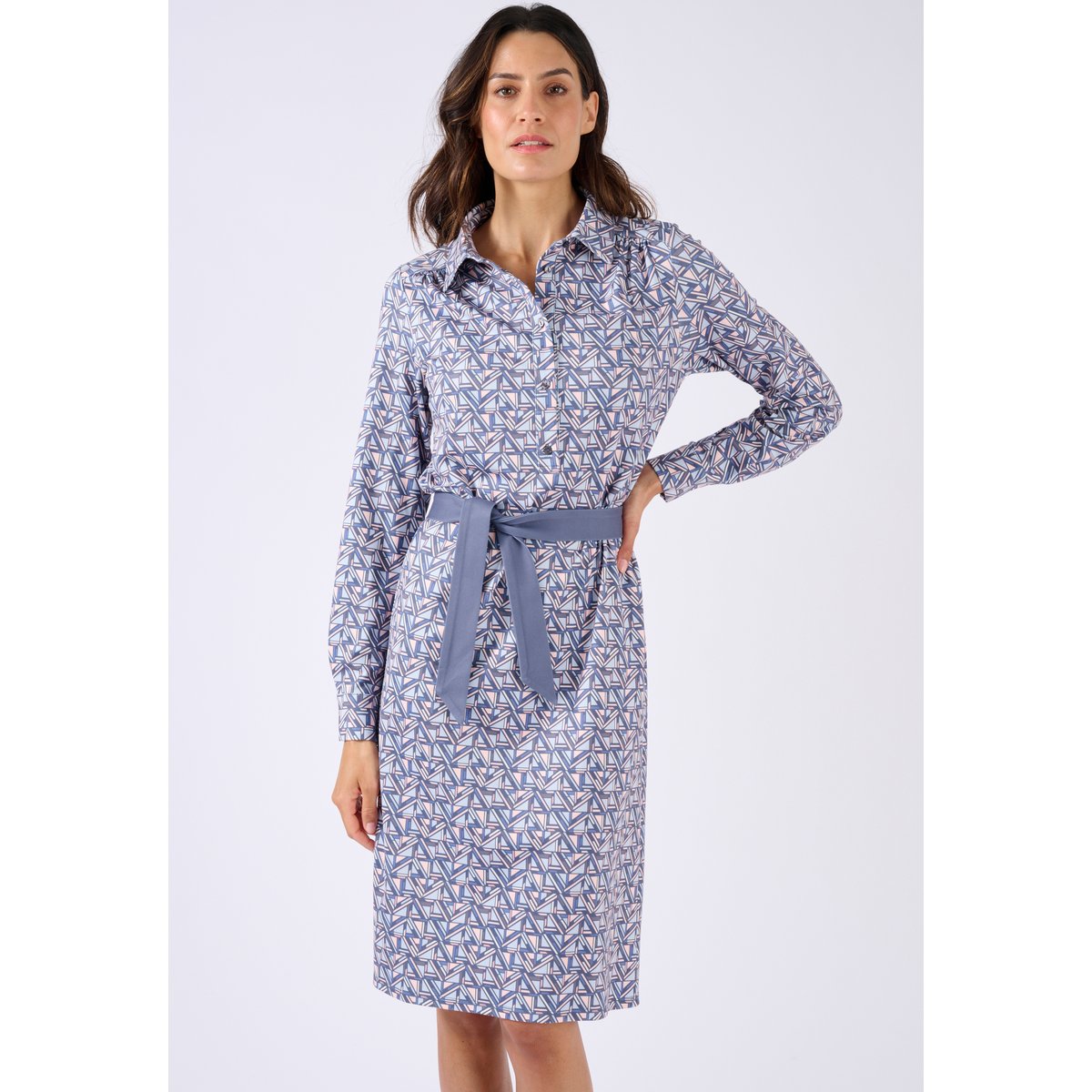 Robe maille chaude bleu graphique, DAMART