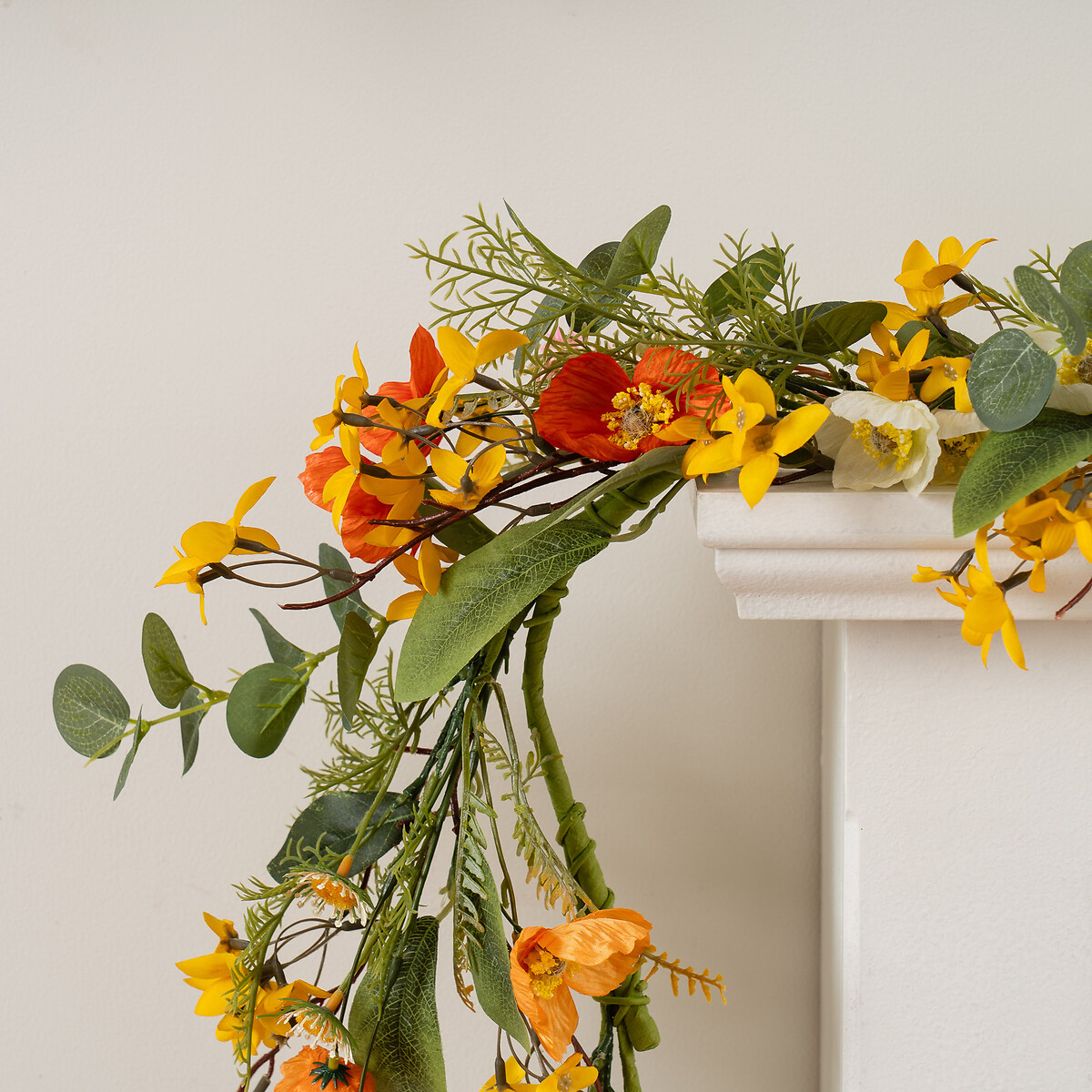 150cm Rustic Forsythia & Poppy Garland yellow, SO'HOME