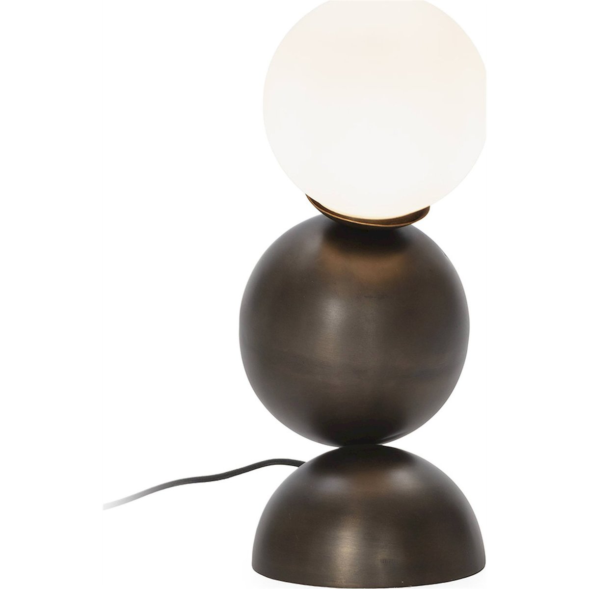 Lampe de table globe en verre et métal bronze vieilli et blanc, RECOLLECTION