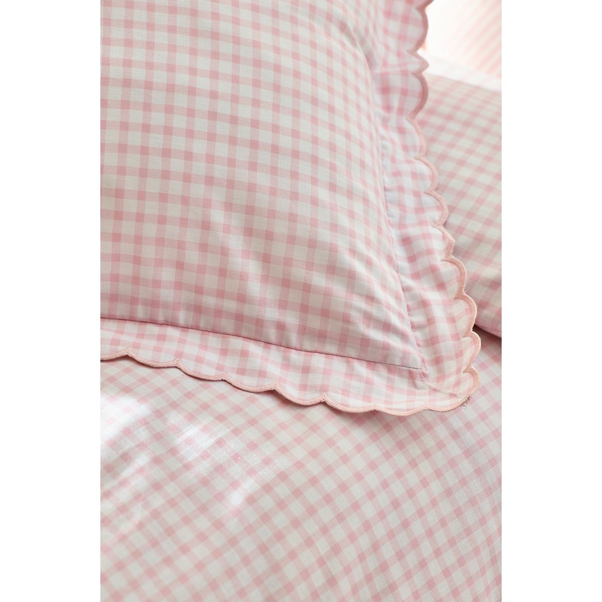 Parure housse de couette coton imprimé vichy rose, NEXT