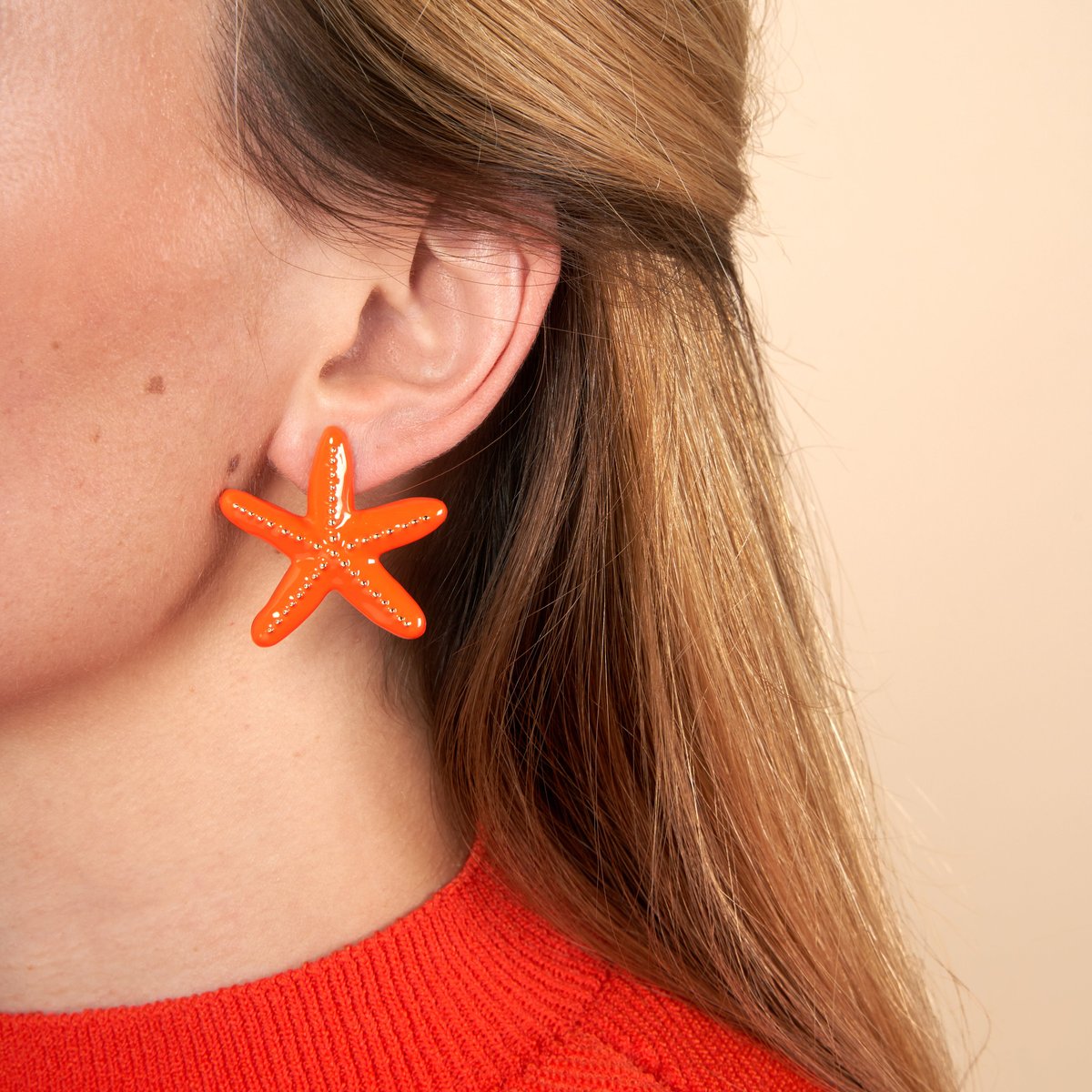 Boucles d'oreilles Étoile de mer Métal orange, COUCOU SUZETTE