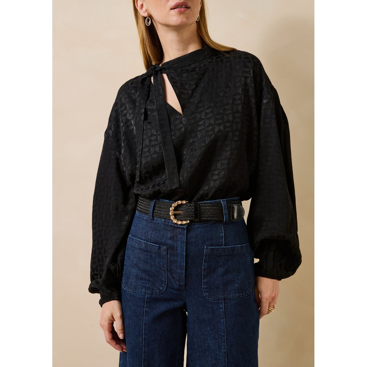 Ceinture élastiquée boucle twistée noir, LA FEE MARABOUTEE