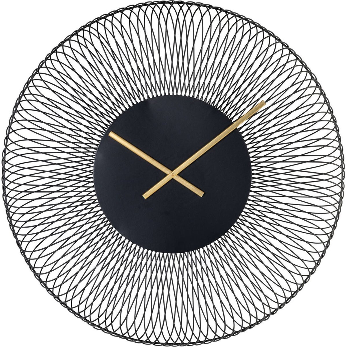 Horloge murale en fer filaire graphique noir et doré, RECOLLECTION