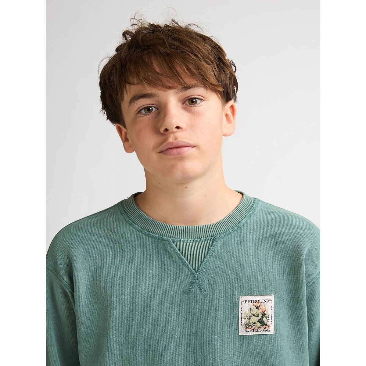 Sweat col rond imprimé Ranchero vert oil green, PETROL INDUSTRIES