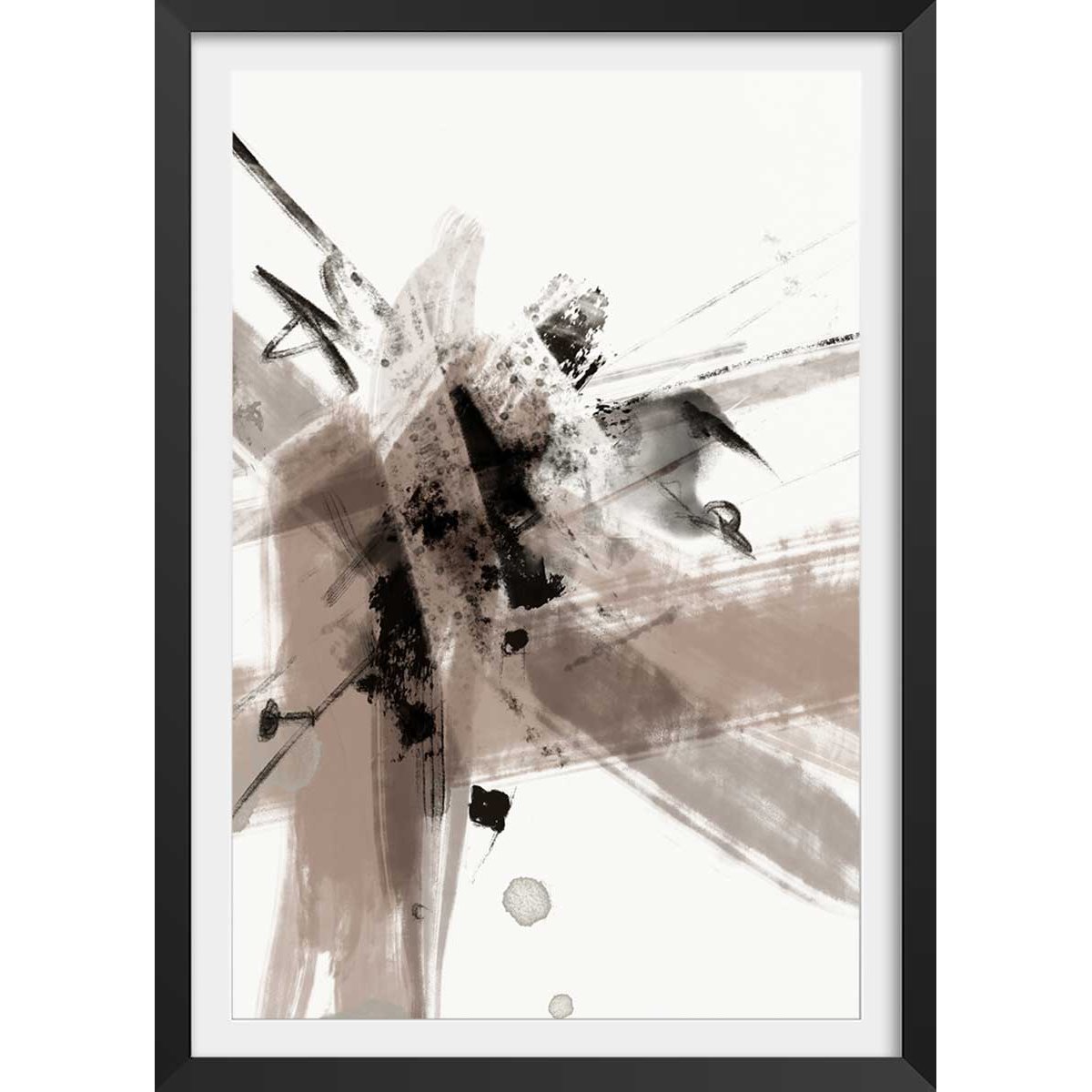 Affiche Etoile sauvage affiche + cadre en bois - noir, HEXOA