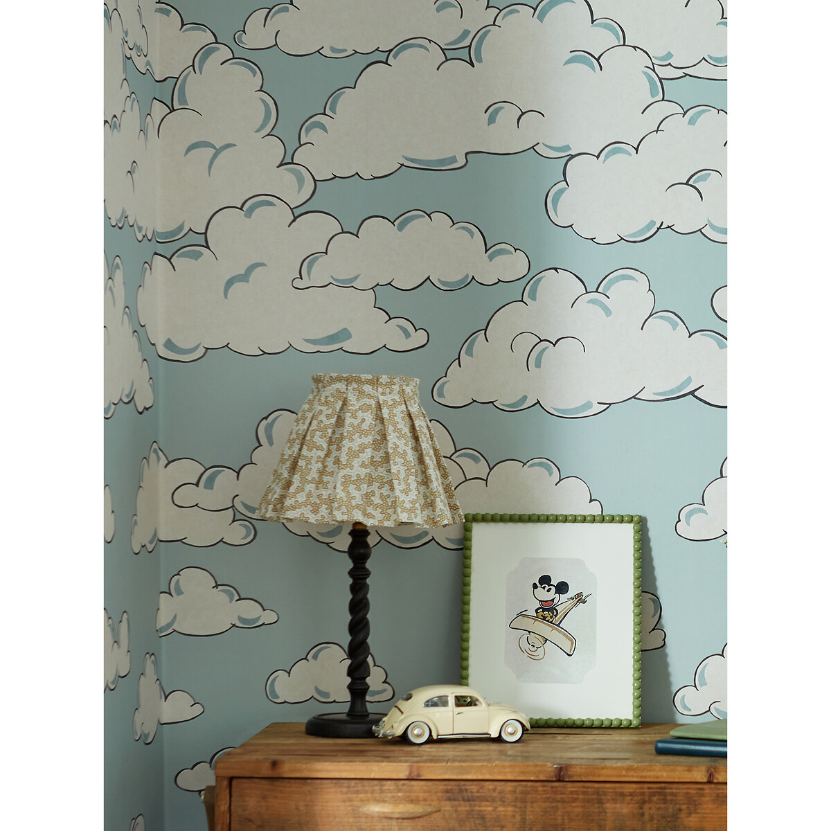 Mickey In The Clouds Sea Salt Mural Wallpaper blue, SANDERSON X DISNEY