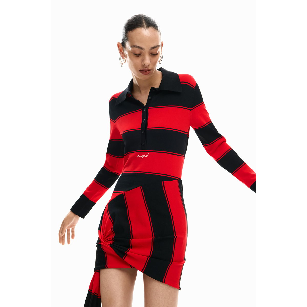 Robe polo en maille rouge, DESIGUAL