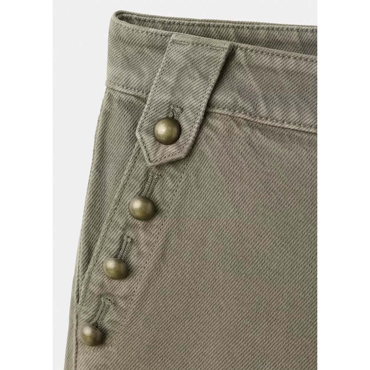 Jean taille basse à boutons kaki, MANGO TEEN
