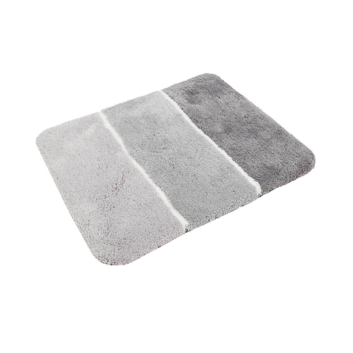 Tapis de bain antidérapant doux rayé , RIO MARINA gris argent, HOMIE LIVING