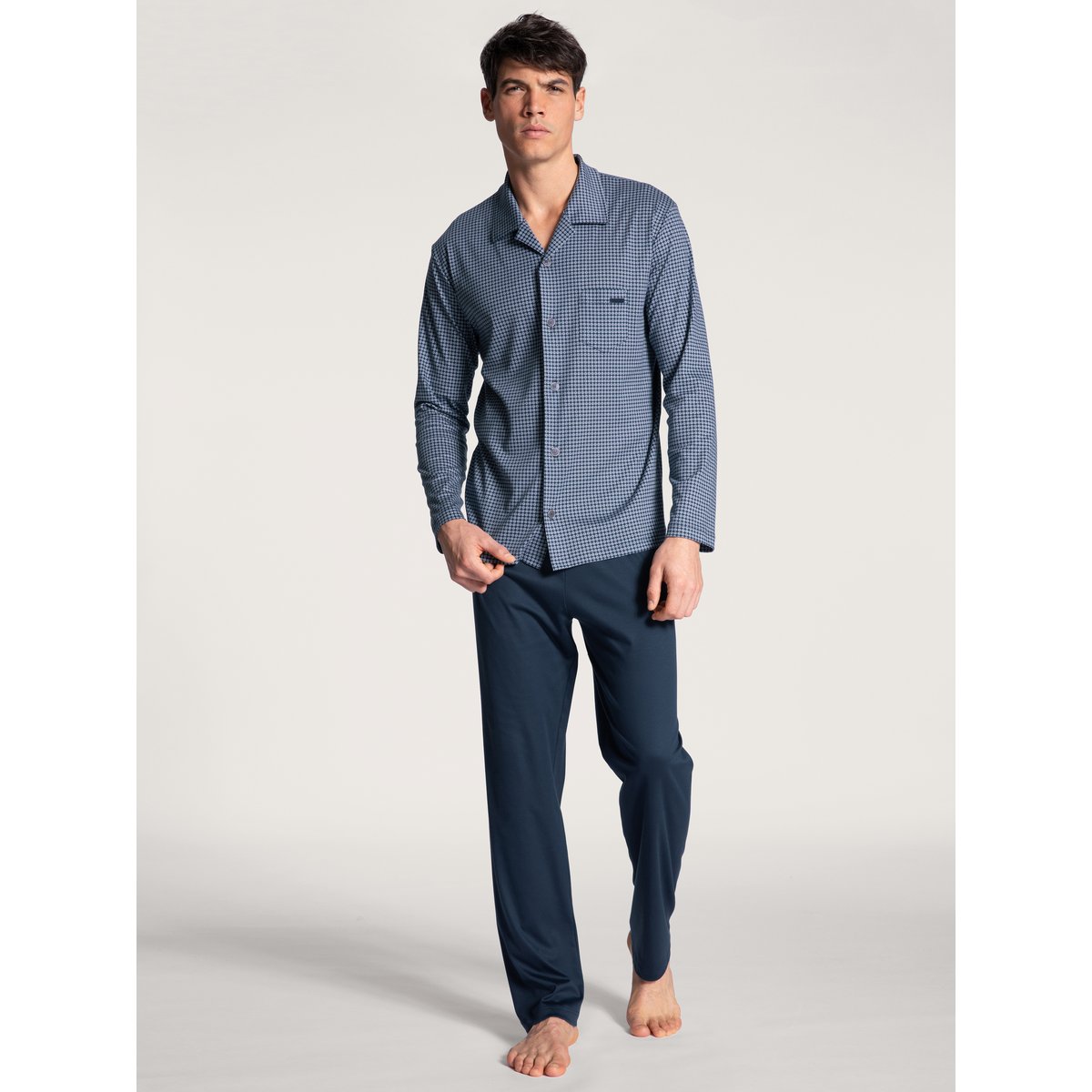 Pyjama boutonné sur toute la longueur manches longues Coton RELAX CHOICE indigo mood, CALIDA