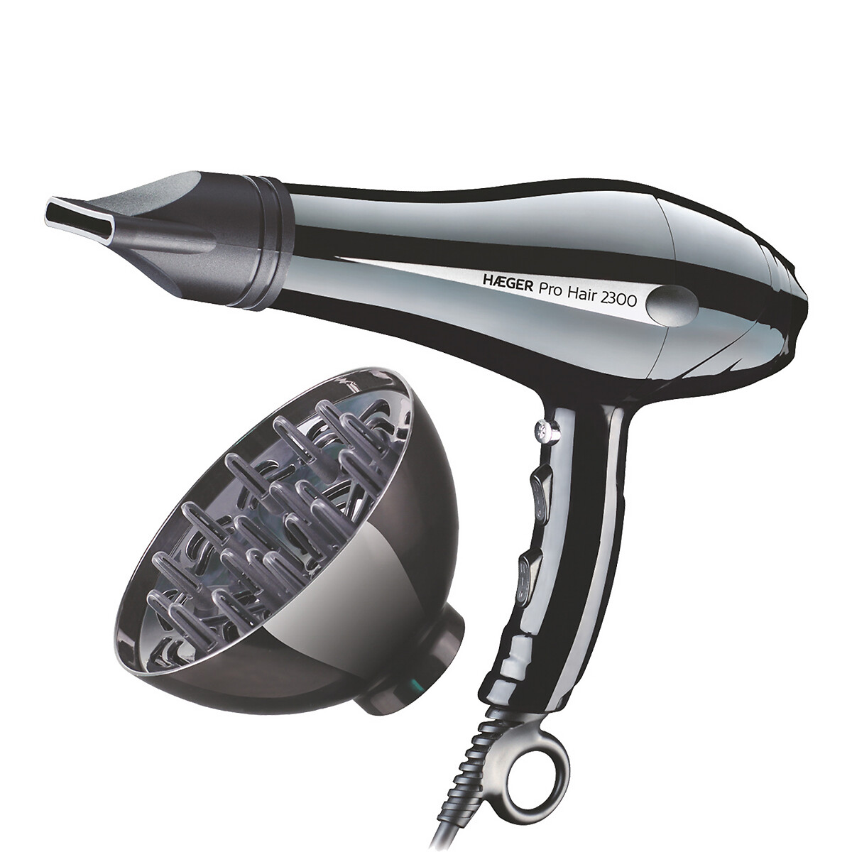 Secador de cabelo HAEGER PRO HAIR, 2300W, com difusor, da HAEGER preto , HAEGER
