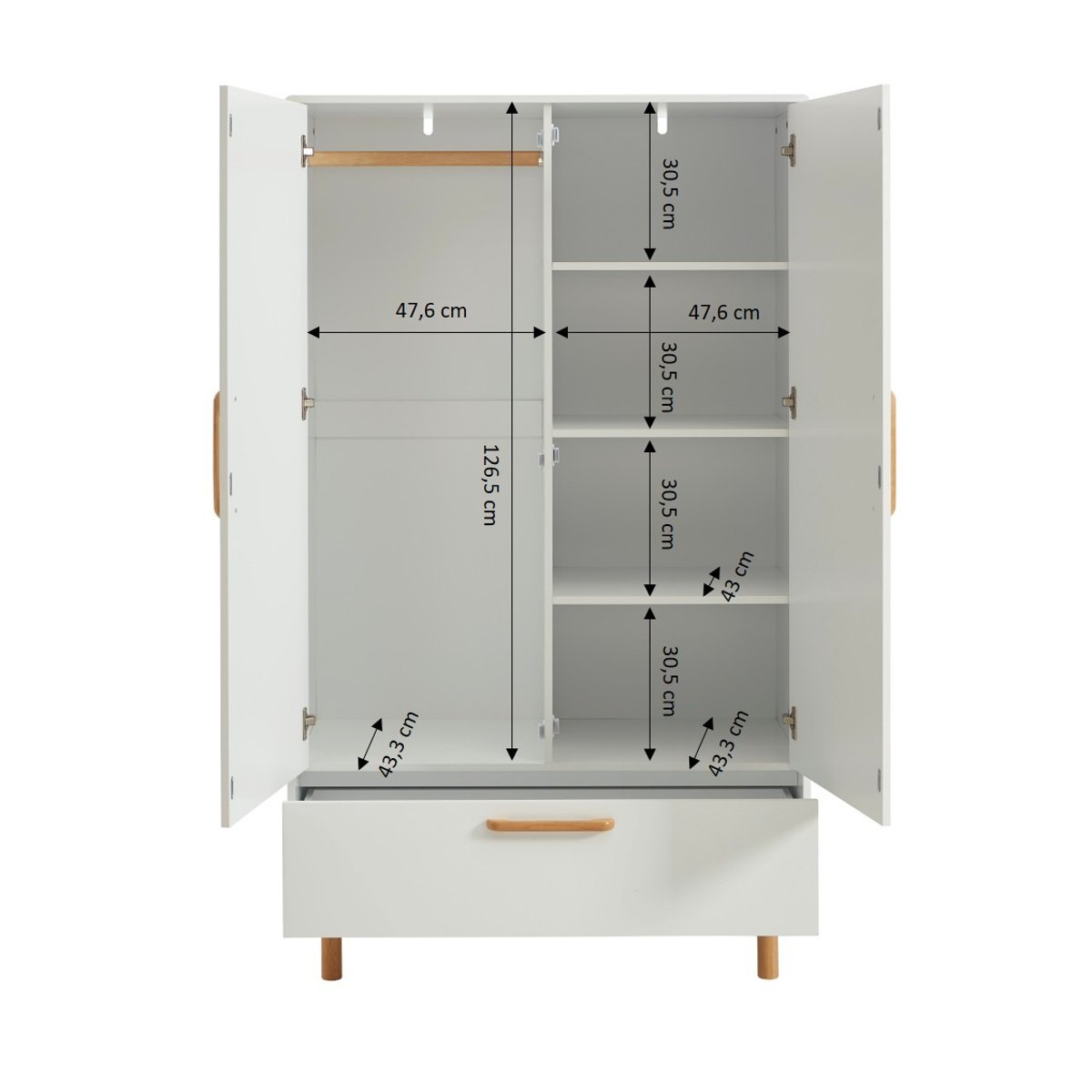 Armoire enfant 2 portes  ROME blanc, BAÏTA