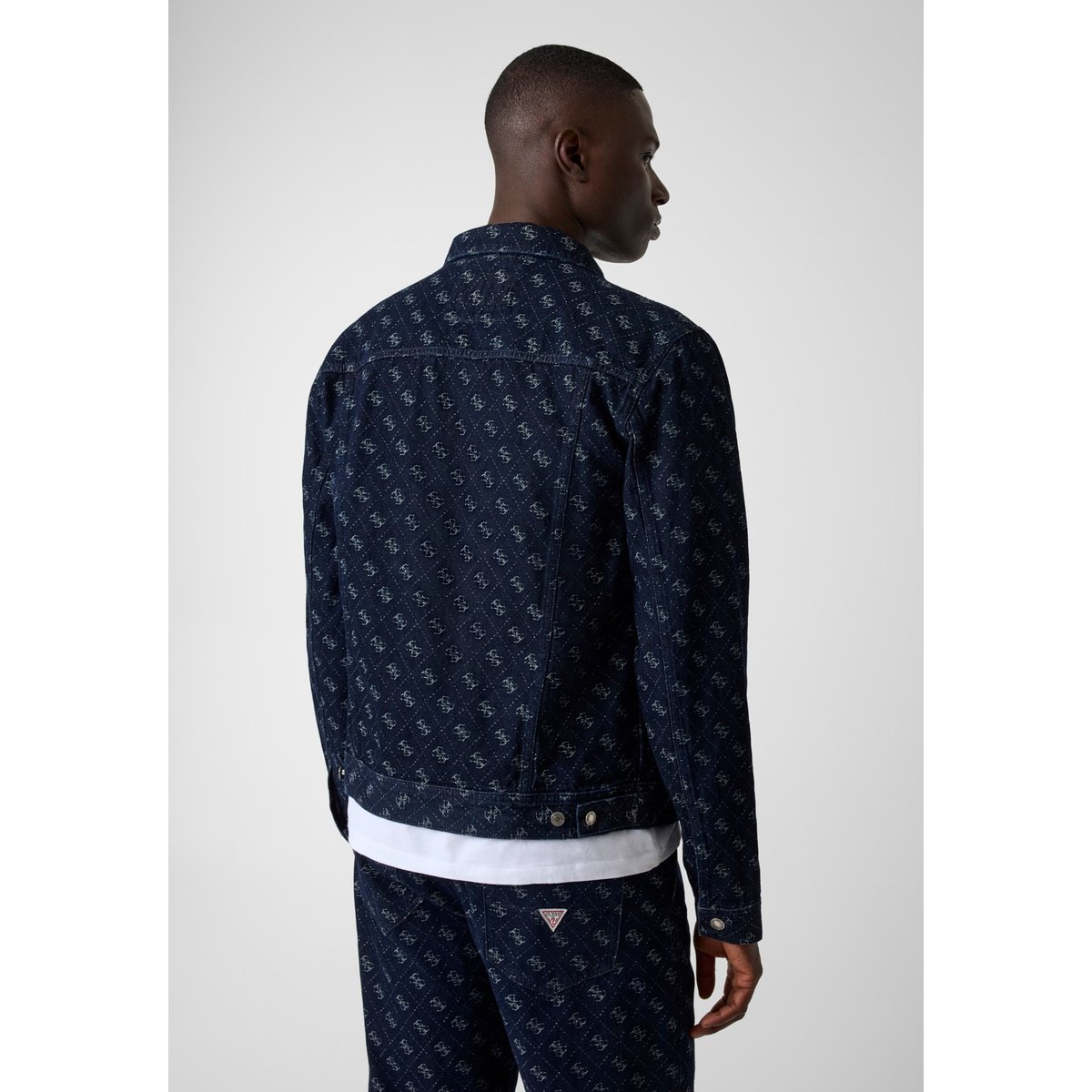 Veste En Jean Jacquard bleu foncé, GUESS