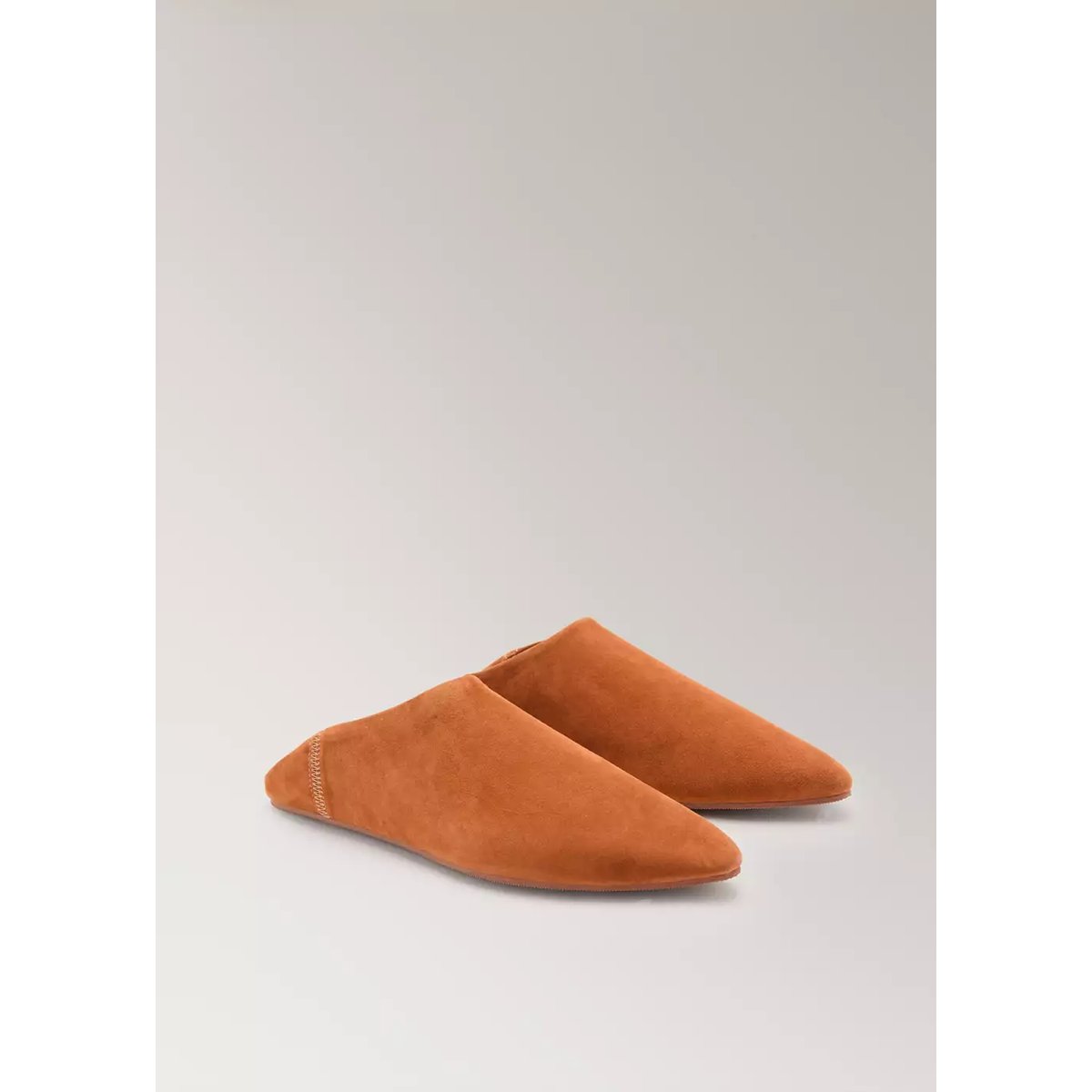 Sabots en cuir détail couture orange, MANGO