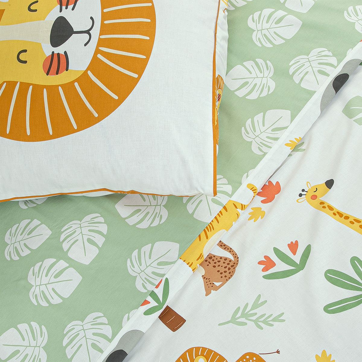 Parure de lit enfant lion jungle réversible SAVANE blanc, FUTURE HOME