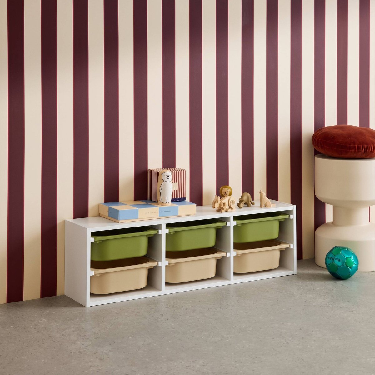 Meuble de rangement pour enfant 6 bacs de rangement colorés SORA orange, SWEEEK