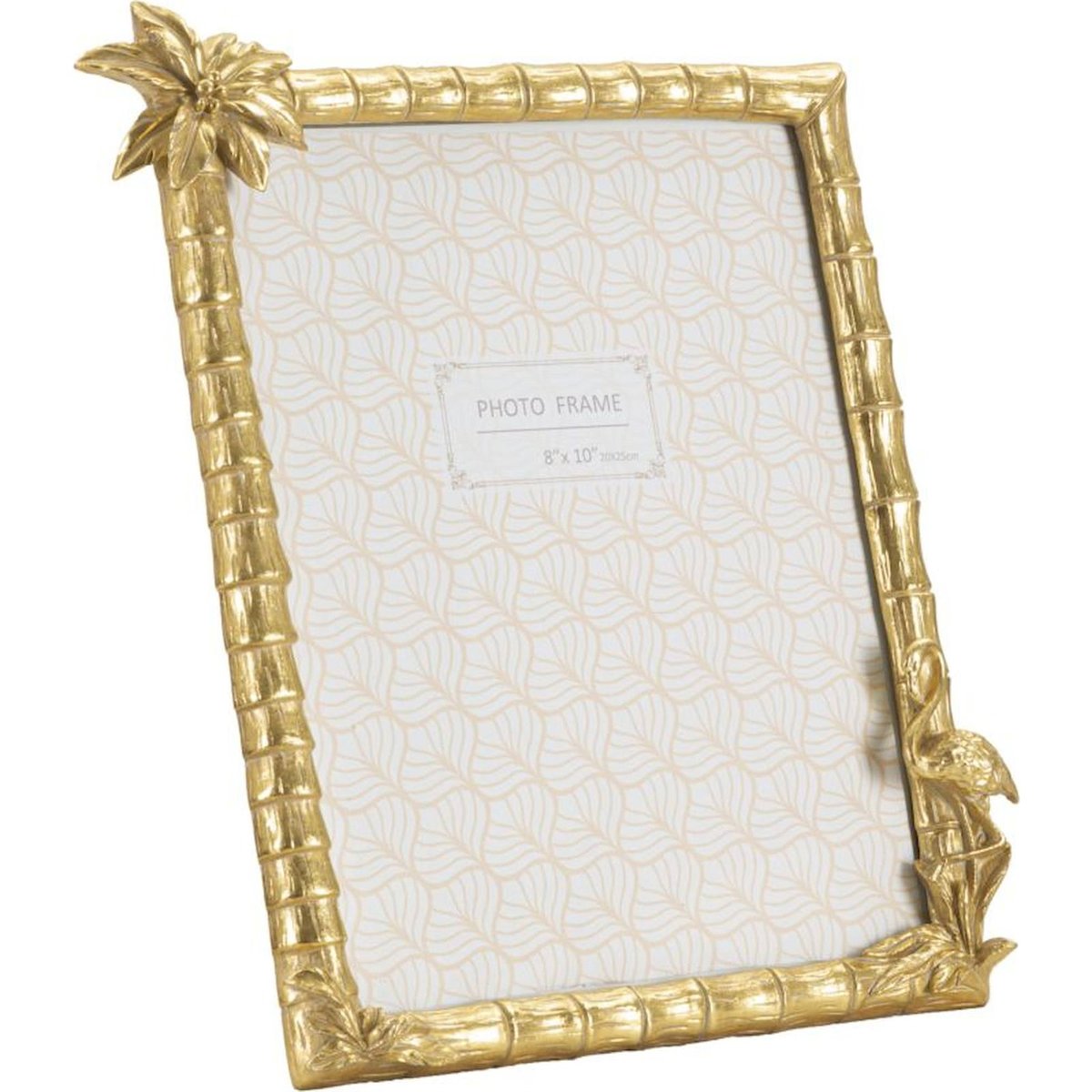 Cadre photo flamant relief bambou sculpté GLAM doré, RECOLLECTION