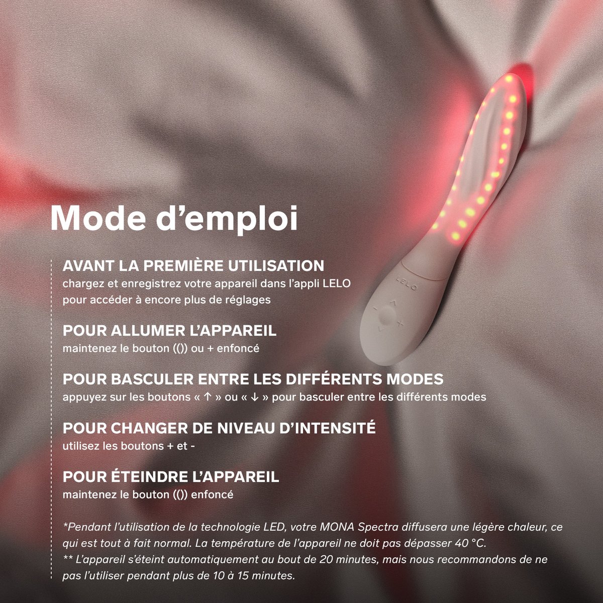 LELO MONA Spectra – Vibromasseur Point G à Lumière Rouge, Étanche et Connecté white, LELO