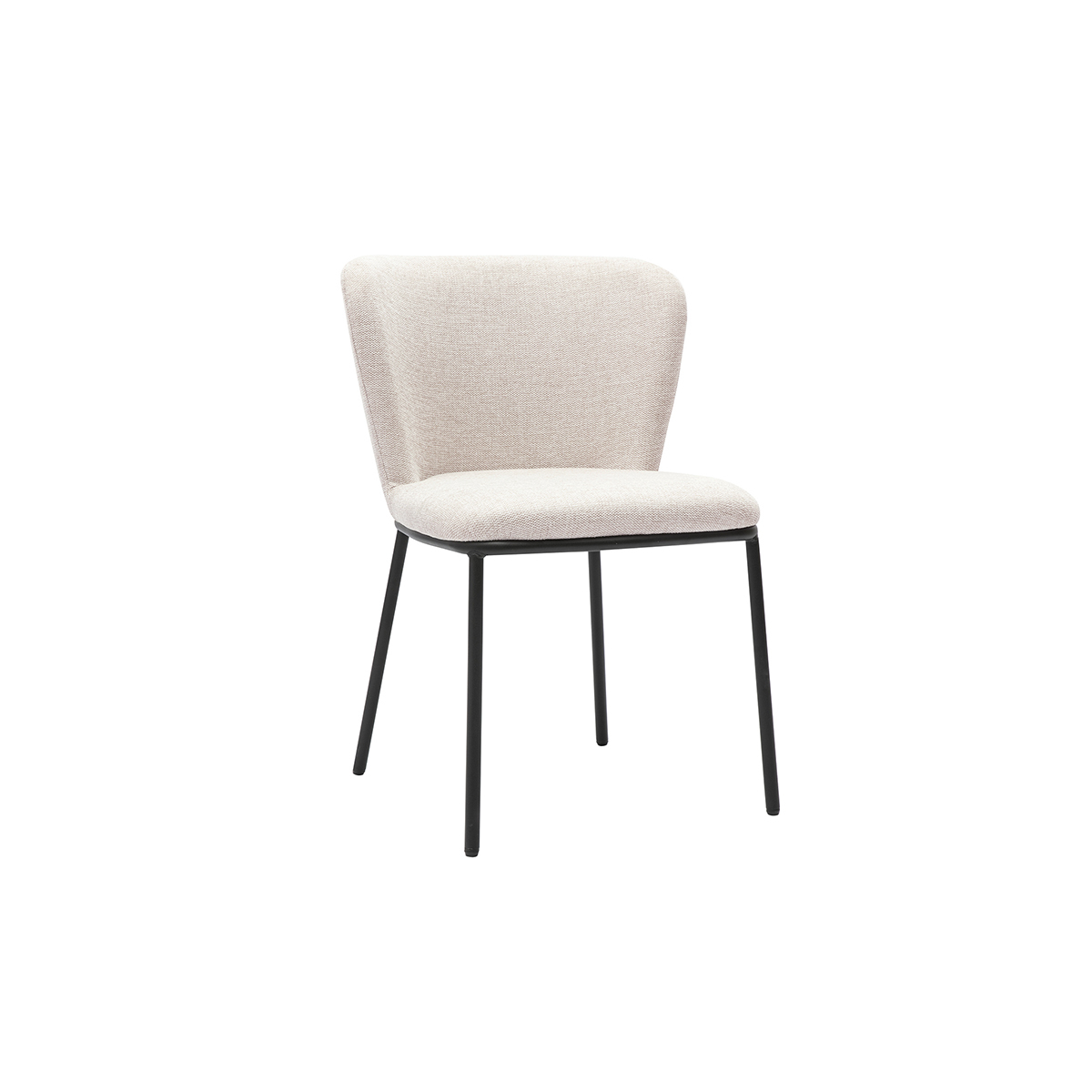 Chaises en tissu effet velours texturé beige et métal noir (lot de 2) LISOR beige, MILIBOO