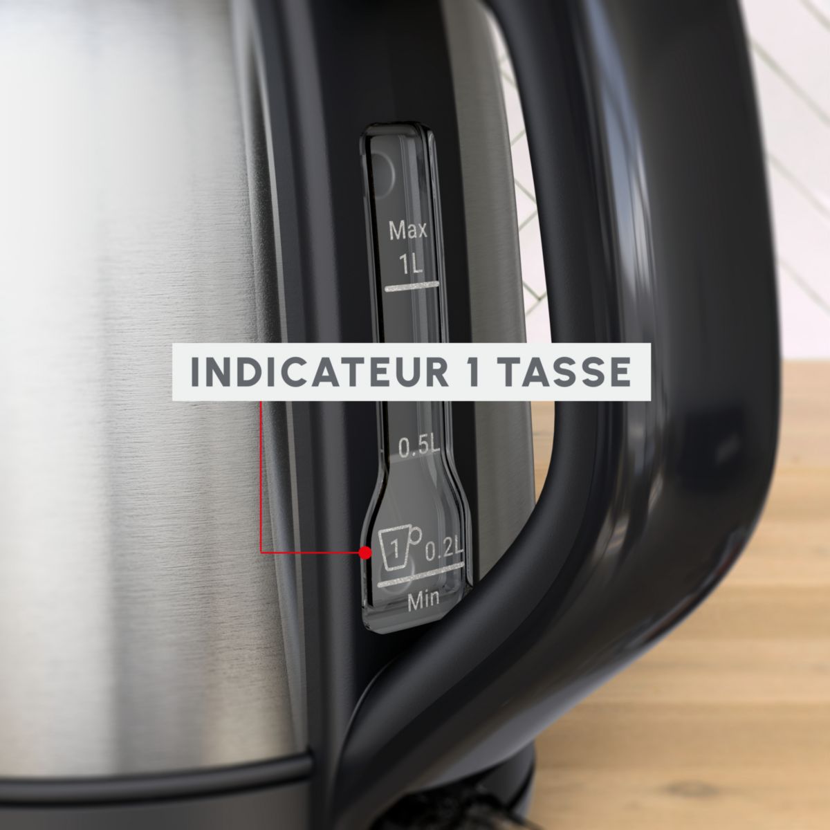 Bouilloire Subito Mini BY5S2DE0 acier, MOULINEX