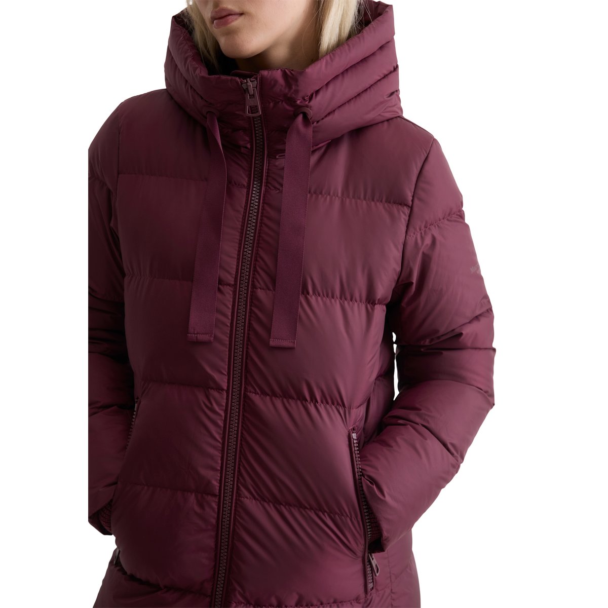 Doudoune à capuche fitted avec surface hydrofuge rouge foncé, MARC O'POLO