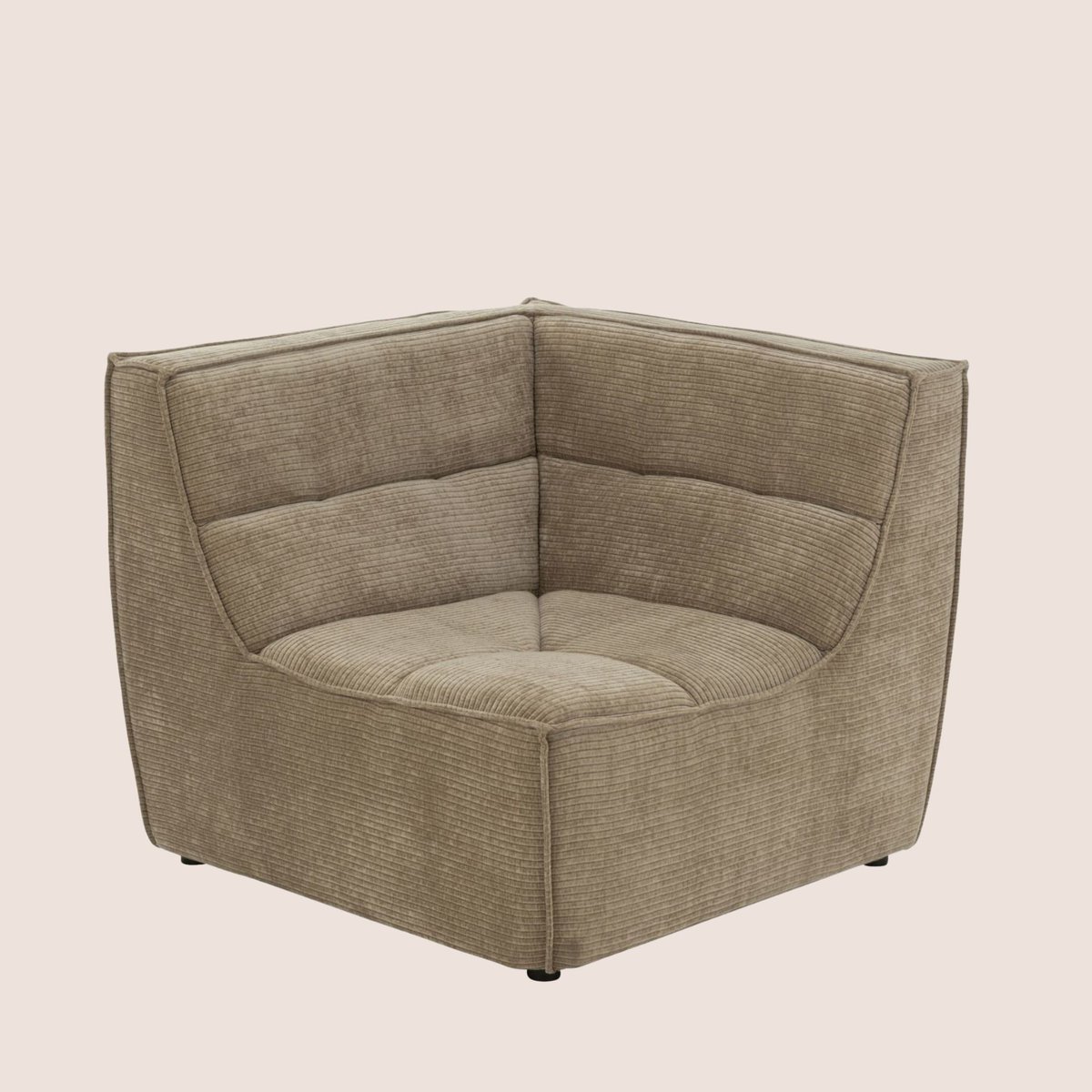 Fauteuil chauffeuse d'angle lounge en velours côtelé - LORENZO taupe, HELLIN, DEPUIS 1862