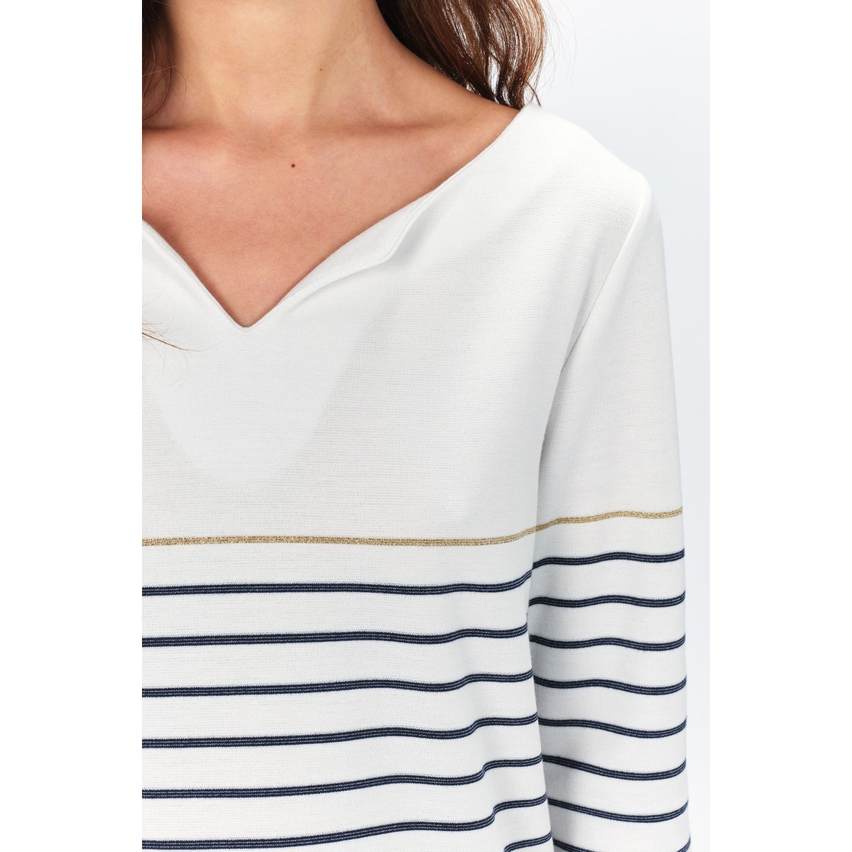 T-shirt droit col tunisien OLYMPIA ivoire, CAROLL