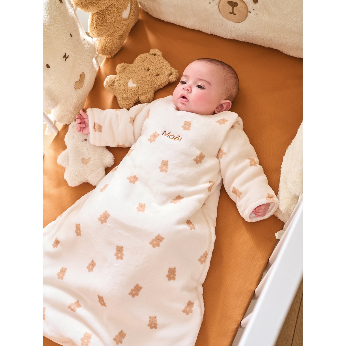 Gigoteuse PETIT OURS manches longues amovibles blanc imprimé, VERTBAUDET