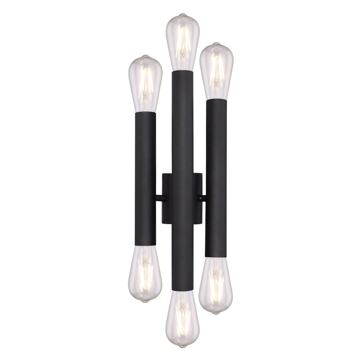 Applique murale cylindrique 6 lumières double faisceau UPOD noir, GLOBO LIGHTING
