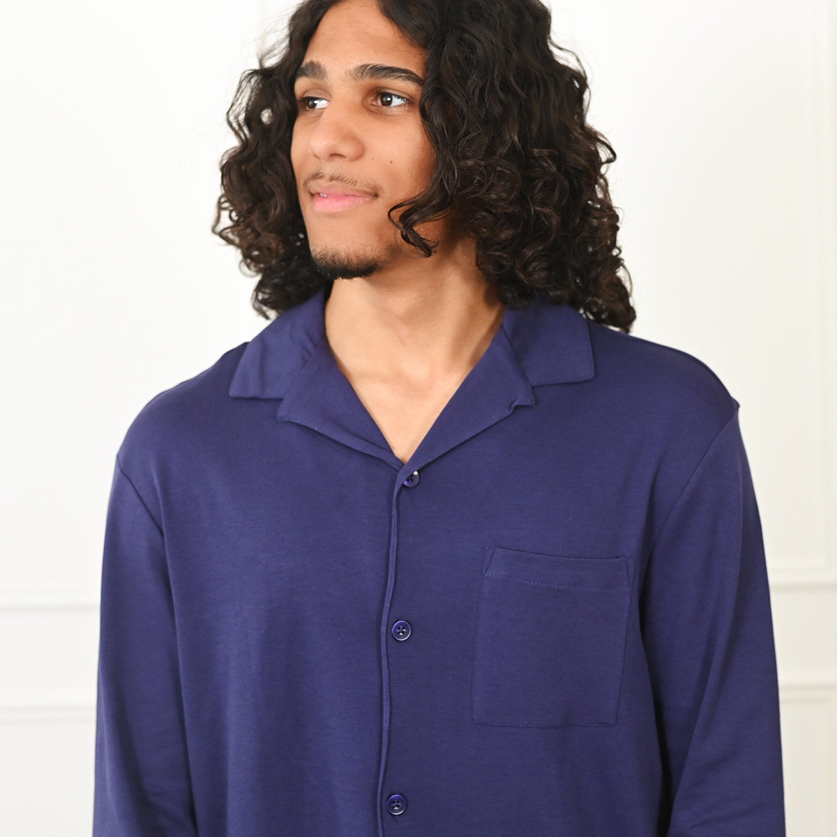 Pyjama mixte à chemise + pantalon YALE marine, SENSEI MAISON