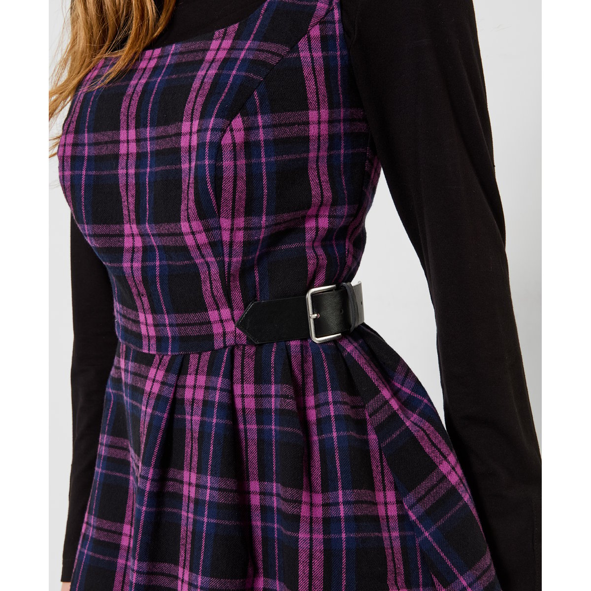 Robe Courte à Carreaux à Boucle Rita violet, JOE BROWNS