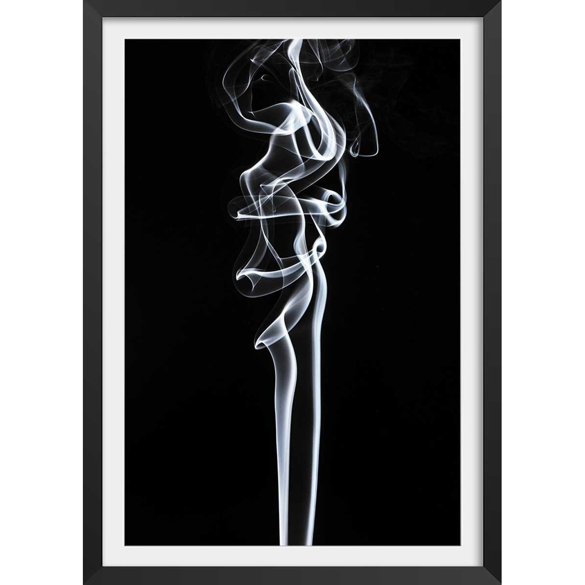 Poster white smoke sensual affiche + cadre en bois - noir, HEXOA