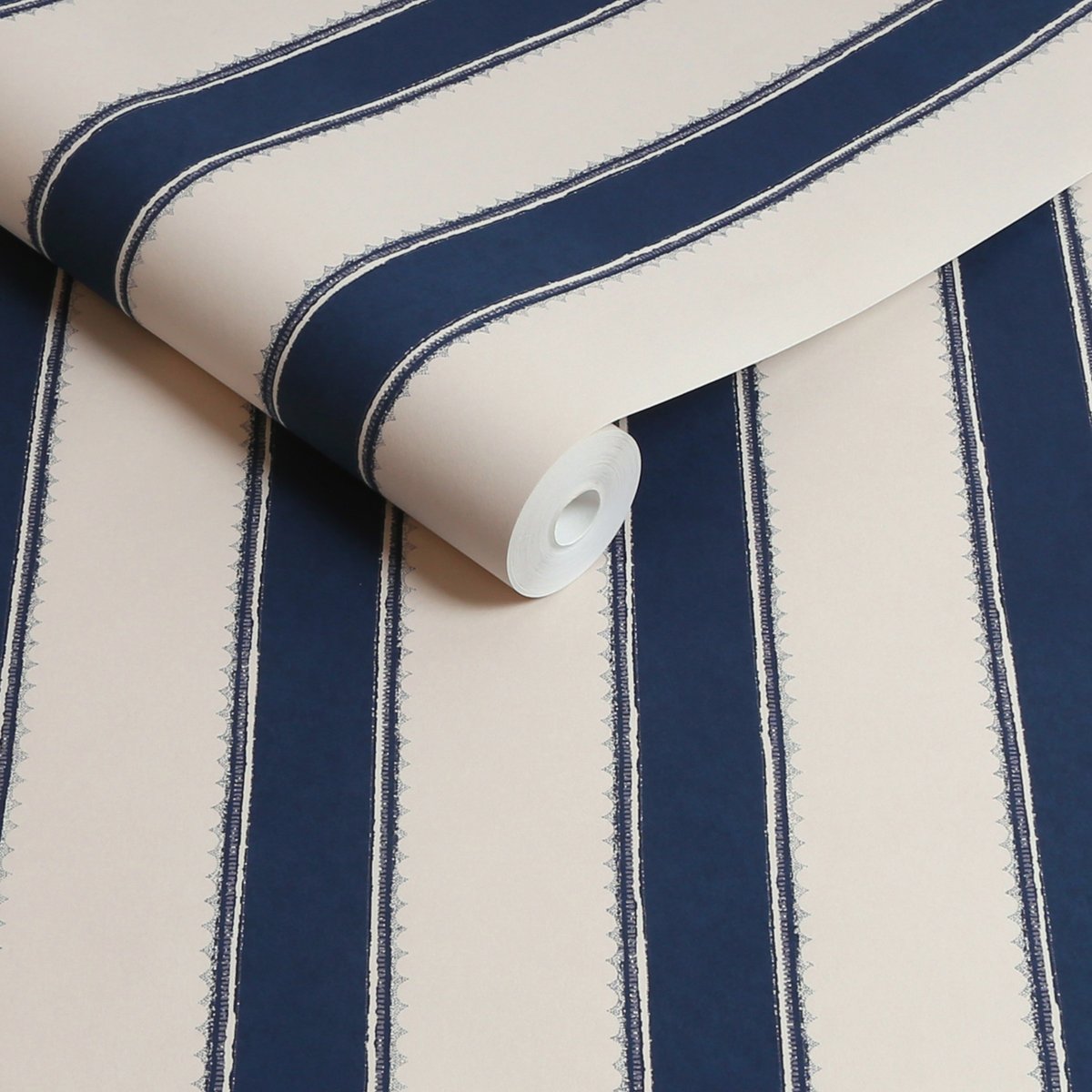 Papier peint Rayures élégantes Denwick bleu, écru, LAURA ASHLEY
