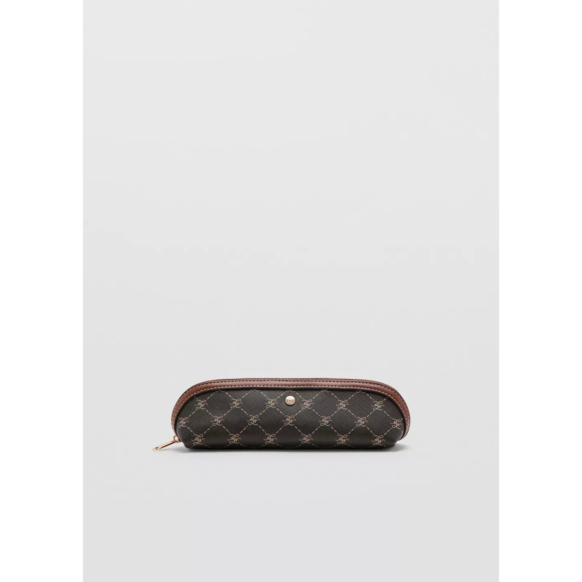Trousse fermeture Éclair à imprimé logo marron, MANGO