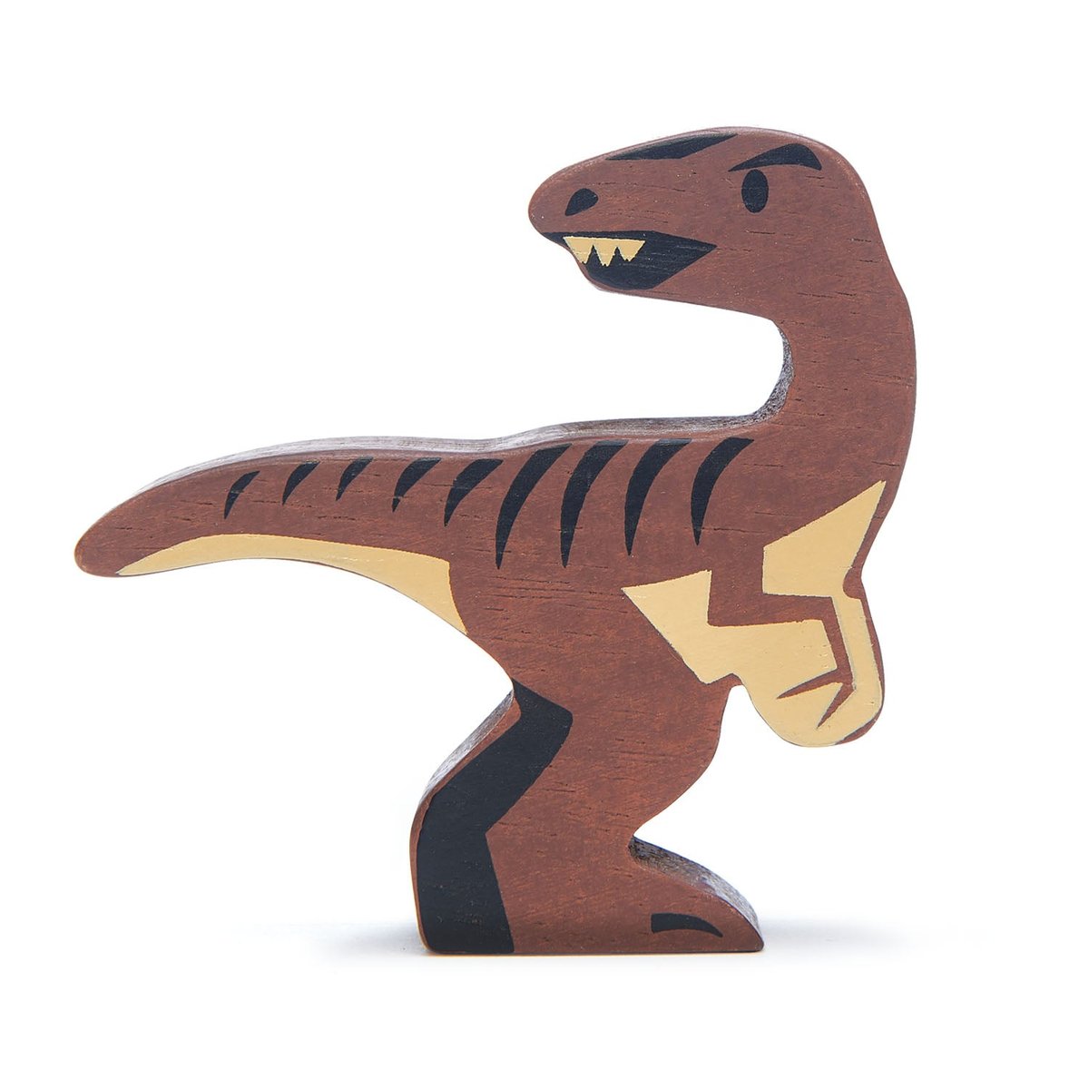 Figurine Vélociraptor en bois marron, TENDER LEAF TOYS