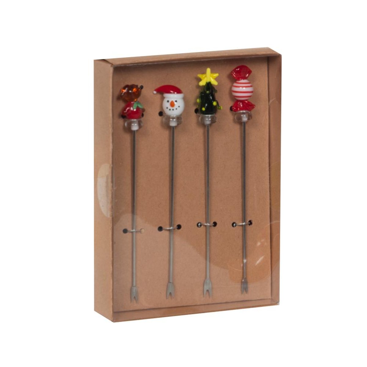 Coffret de 4 piques en Métal Noël argent / métallique, AMADEUS
