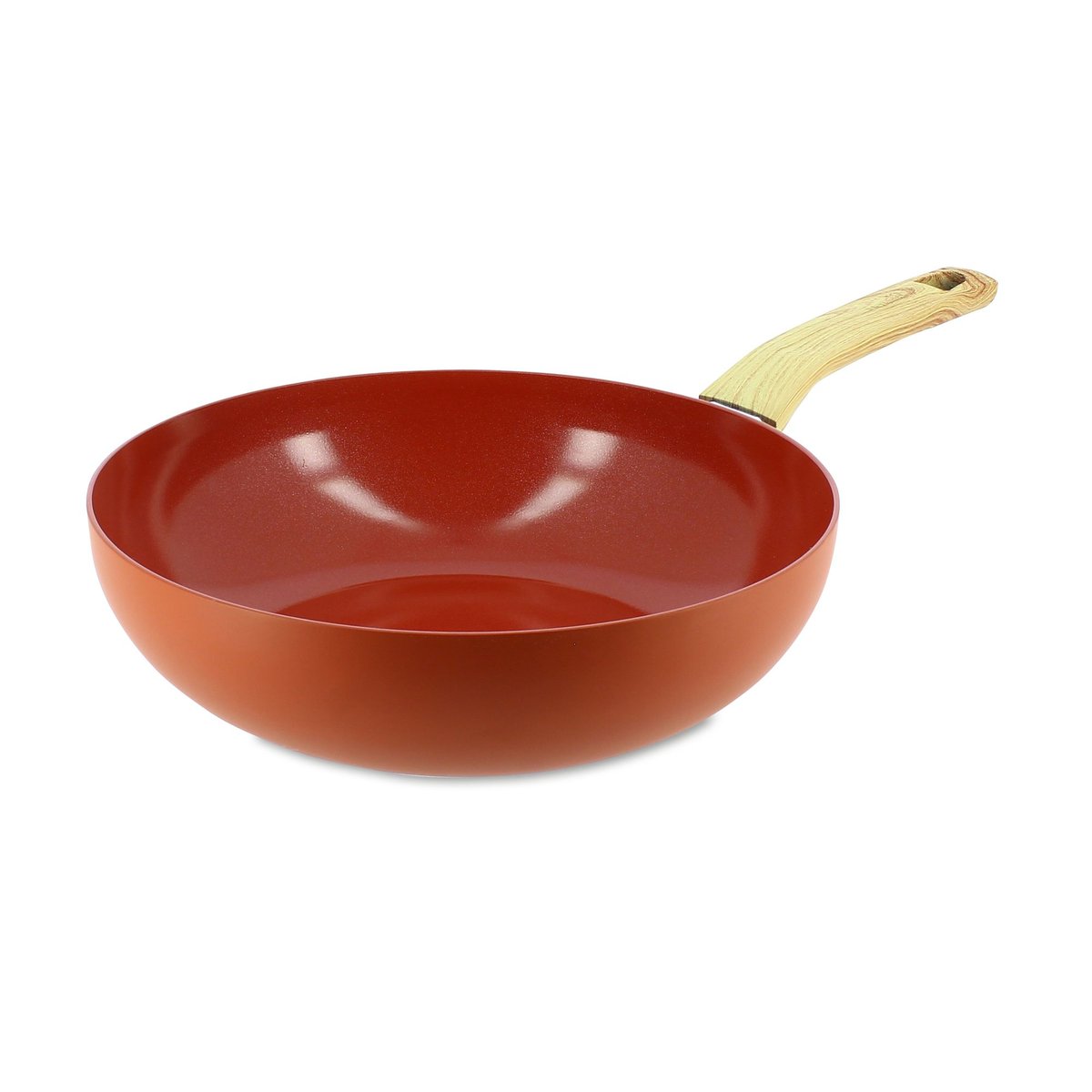 Wok 28cm en aluminium recyclé, COLORAMA brique, MENASTYL