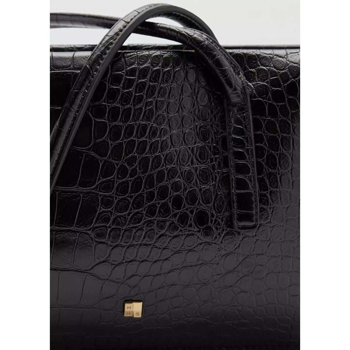 Sac verni effet croco noir, MANGO