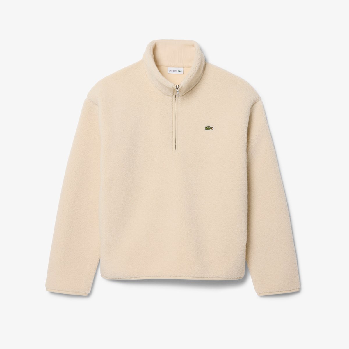 Sweatshirt col montant zippé sherpa beige-056, LACOSTE