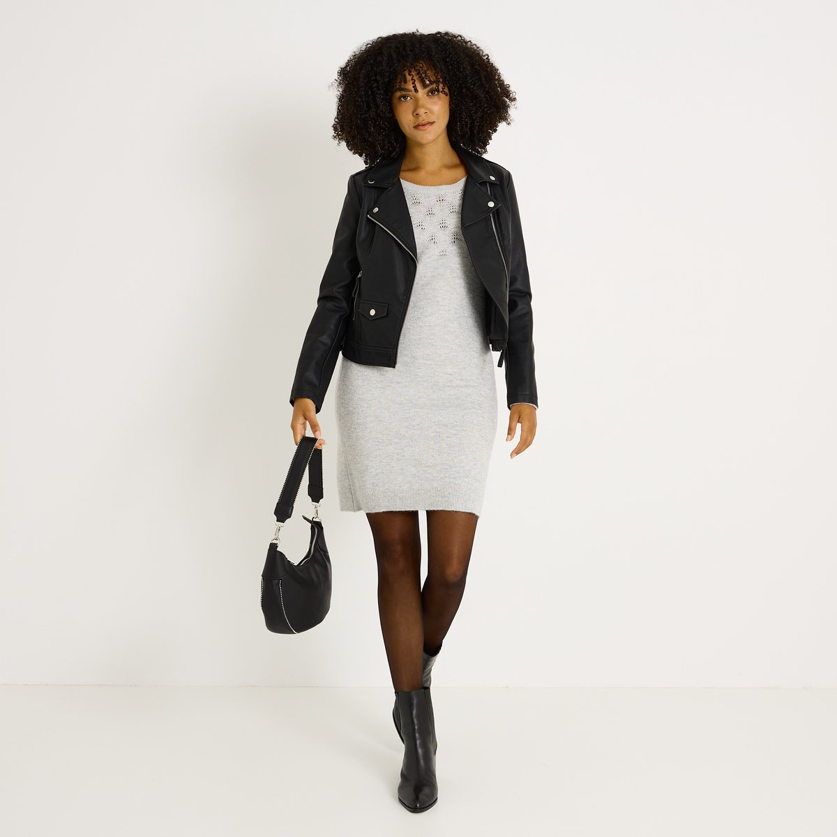 Robe pull manches longues gris, GRAIN DE MALICE